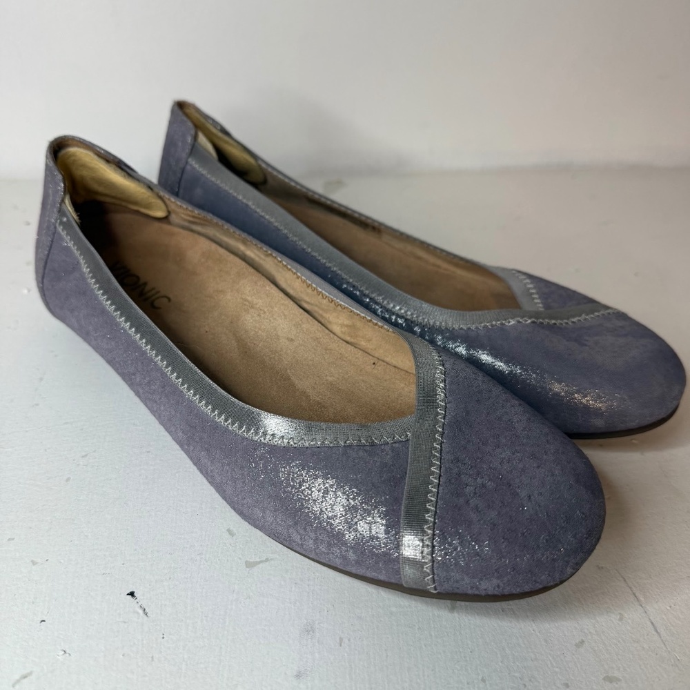 Vionic Lavender Metallic Suede Ballet Flats